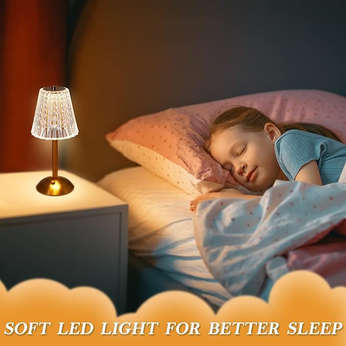 Liliful 4 Pcs LED Portable Cordless Table Lamp Touch Battery Operated Rechargeable Desk Lamp 3 Color Dimmable for Bedroom Living Room Dining (Classic Style,Gold)