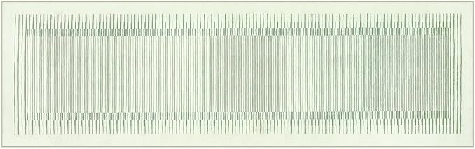 Wonnitar Washable Green Striped Runner Rug for Hallway 2'6"x8', Non-Slip Soft Runner Rug for Bedroom, Low Pile Minimalist 8ft Carpet Runner for Bathroom Laundry Kitchen (Green, 2'6" x 8')