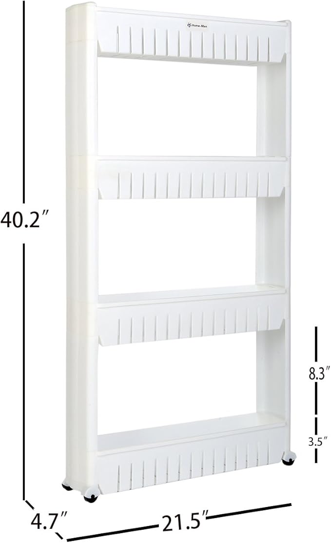 Laundry Room Organizer, Mobile Shelving Unit Organizer with 4 Large Storage Baskets, Gap Storage Slim Slide Out Pantry Storage Rack for Narrow Spaces, 4 Tier …