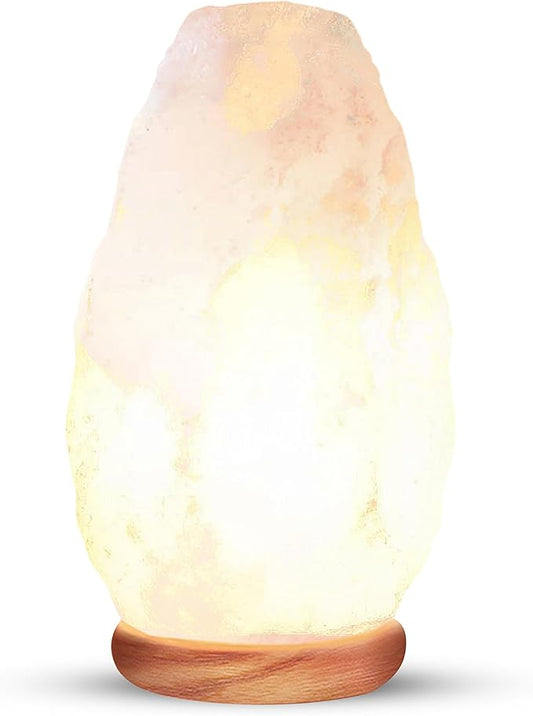 Himalayan Glow White Salt Crystal Lamp, Natural Salt Night Light, Hand Crafted Salt Lamps with Neem Wooden Base, Salts Lamp Bulb,(ETL Certified) Dimmer Switch | 5-7 LBS
