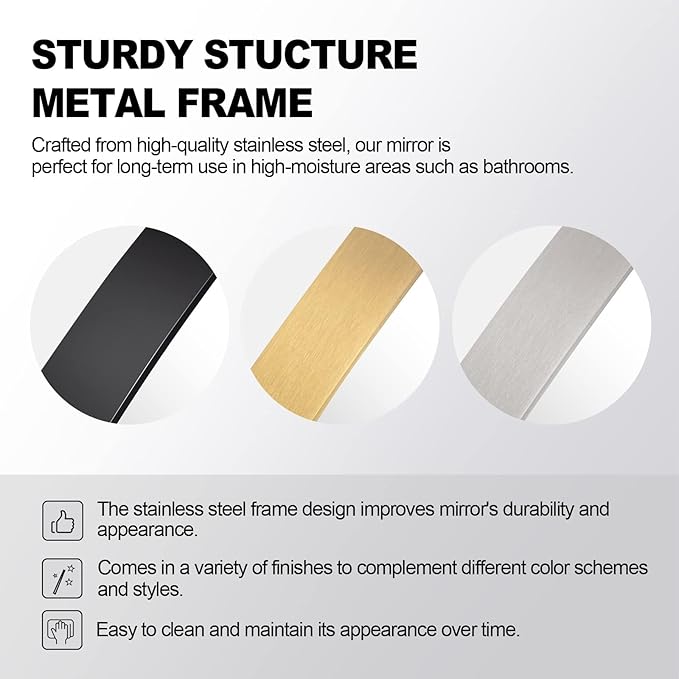 ANDY STAR Oval Mirrors for Bathroom, 30x48’’ Black Oval Mirror for Bathroom, Oblong Mirrors with Black Metal Frame Pill Shaped Mirror Wall Mounted Horizontal or Vertical