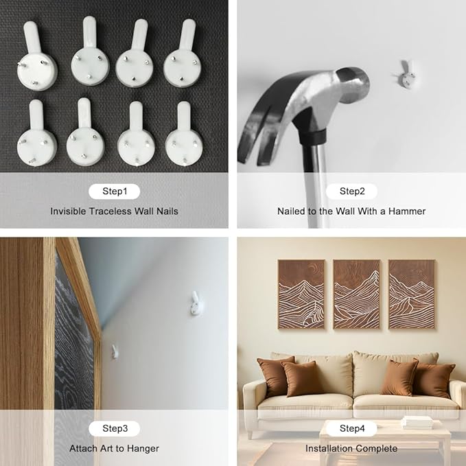 HPINUB Line Style Mountain Framed Canvas Wall Art Set, Vintage Tree Rings Wall Decor, Abstract Tree Spiral Wall Painting, Modern Nature Art Prints for Living Room,Bedroom,Farmhouse-16 x24 x3