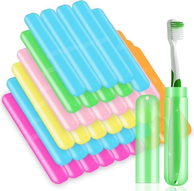 SIKEMAY 50 PCS Toothbrush Holder, Portable Plastic Dust Proof Breathable, Toothbrush Holder for Travel, Bathroom, Indoor, Outdoor, Trip, Camping, School