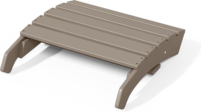 WestinTrends Dylan Outdoor Patio HDPE Adirondack Ottoman Footrest, Weathered Wood
