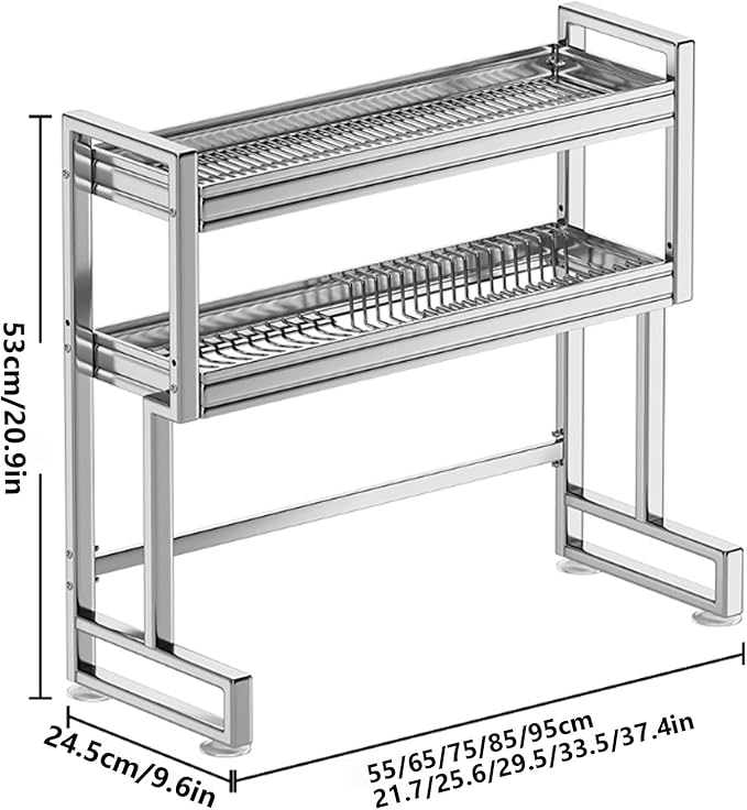 Kitchen Sink Rack Sink Above The Dish Drain Dish Washing Rack Stainless Steel Multifunctional Dish Storage Rack,Over The Sink Drying Rack for Dishes(2,85cm/33.5in)
