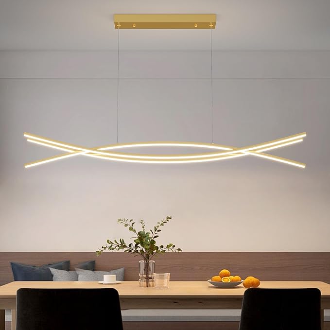 Modern Chandelier with 1%-100% Dimmable, Suitable for Dining Room, Bedroom and Living Room(Gold)
