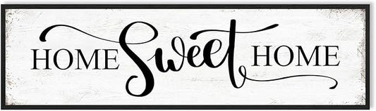 HLJ ART Home Sweet Home Wall Decor Above Bed 16"x48" Framed Large Bedroom Signs Decor for Master Family Room Living Room Dining Room,Modern Farmhouse Ructic Home Sign Behind Couch Wall Decor