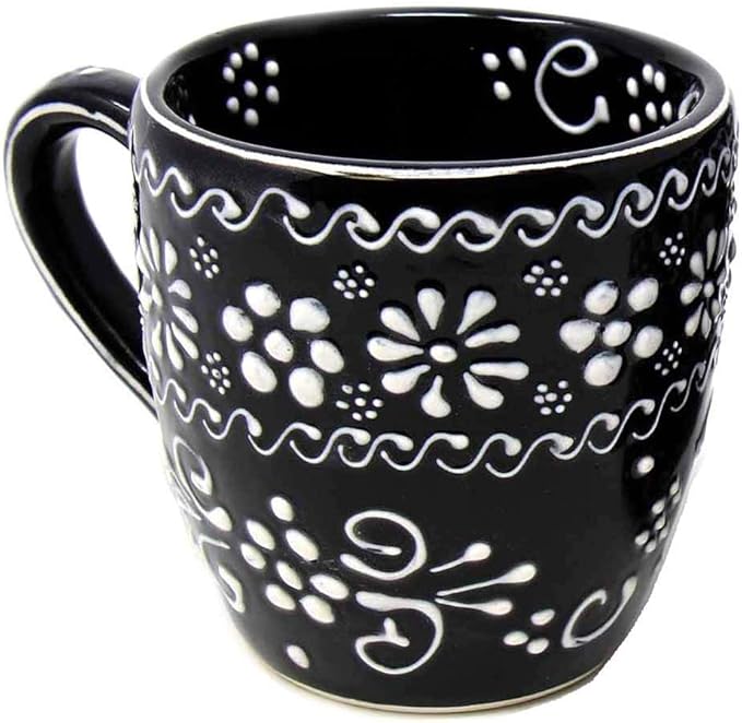 Encantada Handmade Hand-Painted Authentic Mexican Pottery Mugs (1-Pack, Ink)