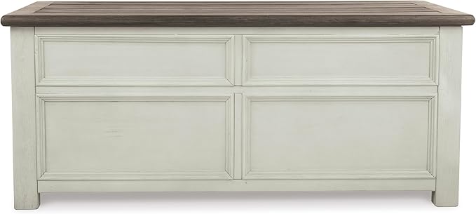 Signature Design by Ashley Bolanburg Farmhouse Lift Top Coffee Table with Drawers, Antique Cream & Brown