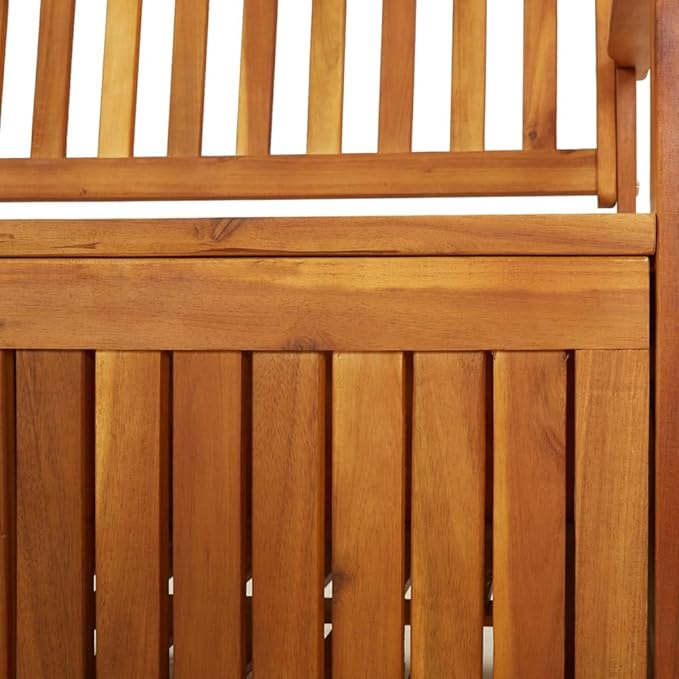 vidaXL Stable Solid Acacia Wood Storage Bench - Weather-Resistant Wooden Patio Furniture with Ample Storage Space & Comfortable Seating