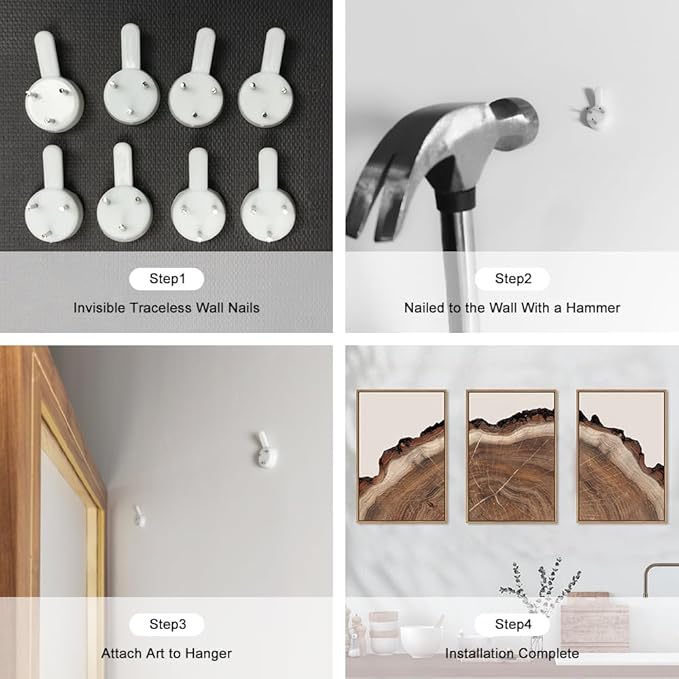 HPINUB Tree Rings Wood Wall Art Framed Set, Modern Beige Wood Stump Wall Decor, Abstract Tree Spiral Wall Painting,Nature-Inspired Art Print for Living Room, Bedroom, Dining Room, Office-16 x24 x3