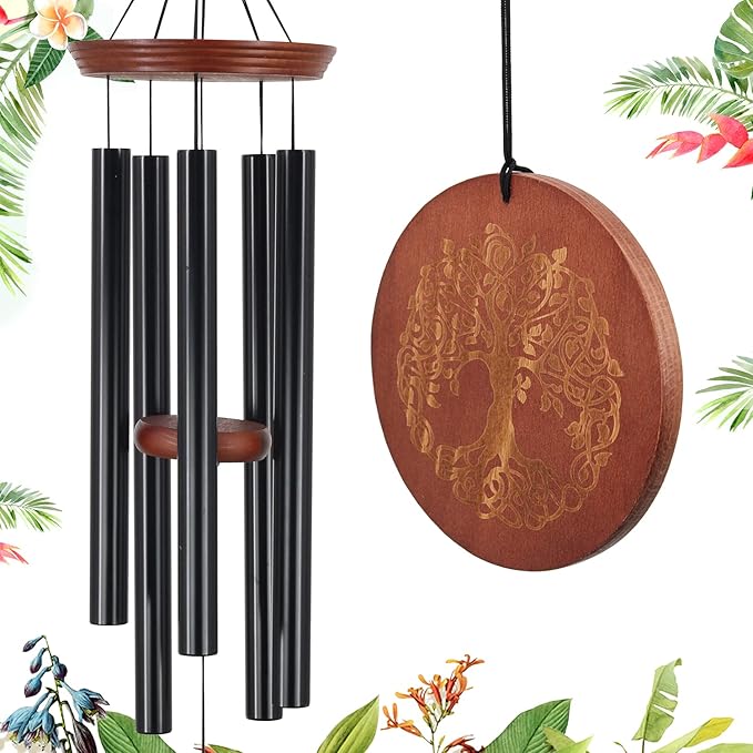 Wind Chimes for Outside,Outdoor Wind Chimes for Mother & Grandma - Large Garden Hanging Decor with Tree of Life Engraving, Perfect for Yard, Home, Christmas, Birthdays