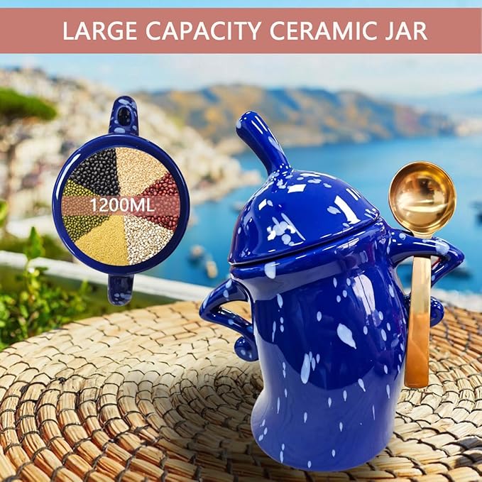 Ceramic Kitchen Canister with Silicone Seal Lid,Modern Elegant Design Airtight Lid Storage Food Jar Canister for Kitchen Sugar Coffee Tea Spice or More (Red)
