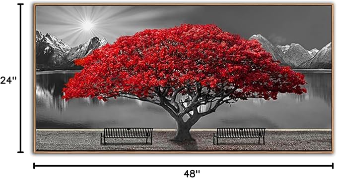 Large Framed Wall Art for Living Room Large Mangrove Landscape Modern Art for Wall Decor Living Room, Bedroom, Office, Home Wall Decor 24x48 inches(With Soild Wood Dark Framed)