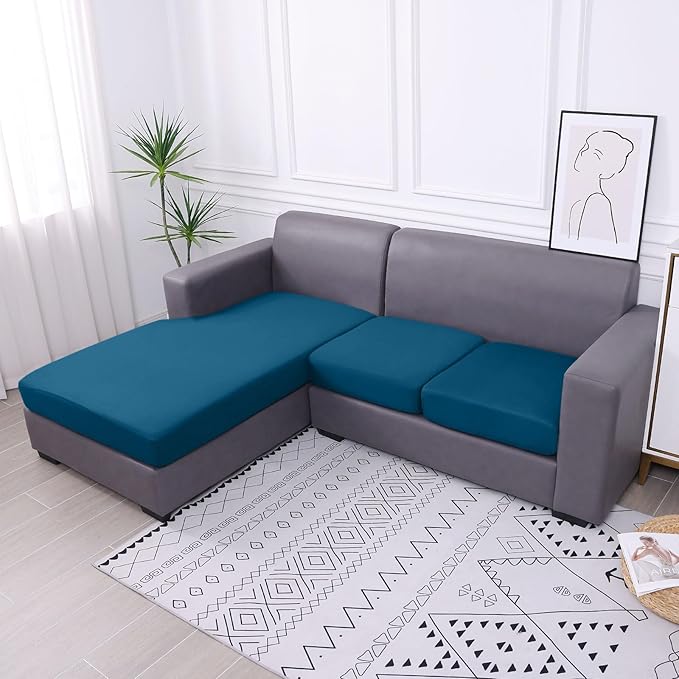 hyha Waterproof Couch Cushion Covers, Sectional Sofa Slipcovers Washable, L Shape Chaise Dog Couch Covers for Sectional Sofa, Universal Furniture Protector (1 Piece for Chaise, Deep Teal)