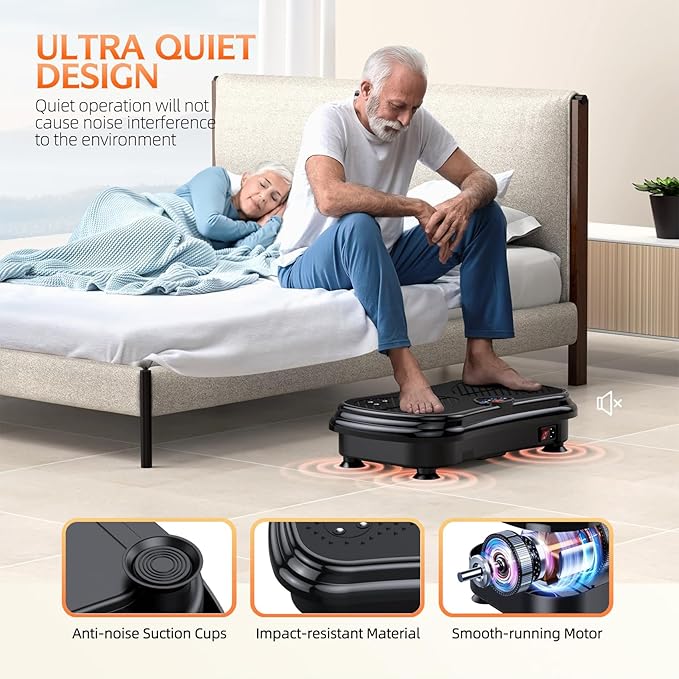 Vibration Plate Exercise Machine Weight Loss, Full Body Vibration Plate for Lymphatic Drainage, 180 Adjustable Speeds Vibrating Plate 400 Lbs Capacity Fitness Platform for Women Men