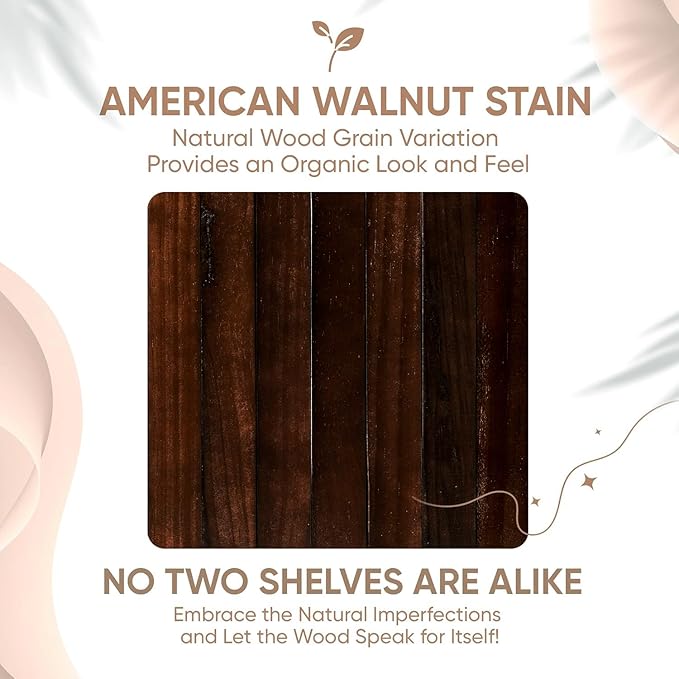 Homeforia Walnut 36 inch Floating Shelf, High End Solid Real Wood 36inch Large Shelves for Bathroom Wall, Dark Brown 36 inches Long Floating Shelves, Heavy Duty Bracket, 36 X 6.5 X 1.75 inch, Set of 2