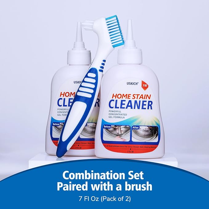 USKICH Home Remover Gel, 7 Fl Oz Household Washing Machine Cleaner, Effective Stain Remover Gel for Washing Machine,Cleaner for Bathroom Grout,Refrigerator Strips,Kitchen Sinks, Shower,Caulk-2 Packs