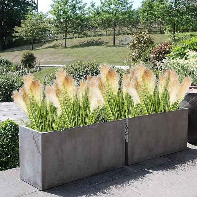 Melorca&Guilla Artificial Plants 4PCS 33.5“Fake Plant Tall Onion Fake Grass,Faux Grass Plants Artificial Grass Greenery Shrubs Bushes for Garden Shop Office Home Décor