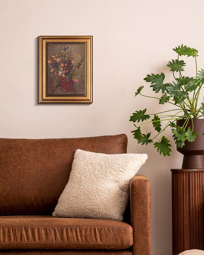 HUARCEY Gold Framed Vintage Wall Art for Living Room, Flower Painting Canvas Prints Shelf Decor for Kitchen, Aesthetic Room Decor Bedroom Wall Art, Floral Artwork for Friends or Family 8"x10"