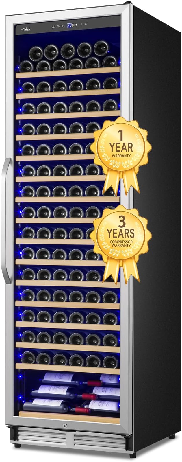 Upgraded 190 Bottles Wine Cooler Refrigerator,24 Inch Wide Wine Fridge with Professional Temperature Control System, Freestanding or Built-in installation, Quiet Operation