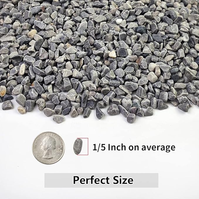 5LB Succulent and Cactus Gravel Pebbles, 1/5 Inch Natural Decorative Polished Stones, River Rocks for Plants, Vases, Aquariums, Terrarium and Outdoor Gardening,Grey