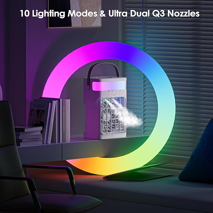 Portable Air Conditioner,Cooling Fan with 3 Speeds & 3 Modes,1500ML Mini Air Conditioner with Remote, Air Conditioner Fan,Night Light,Evaporative Air Cooler for Home/Office