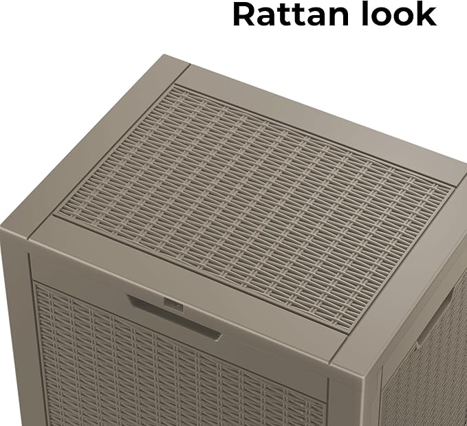 Vixzen 31 Gallon Resin Deck Box - Lockable Outdoor Storage for Patio Cushions, Garden Tools, Pool Supplies,Grey