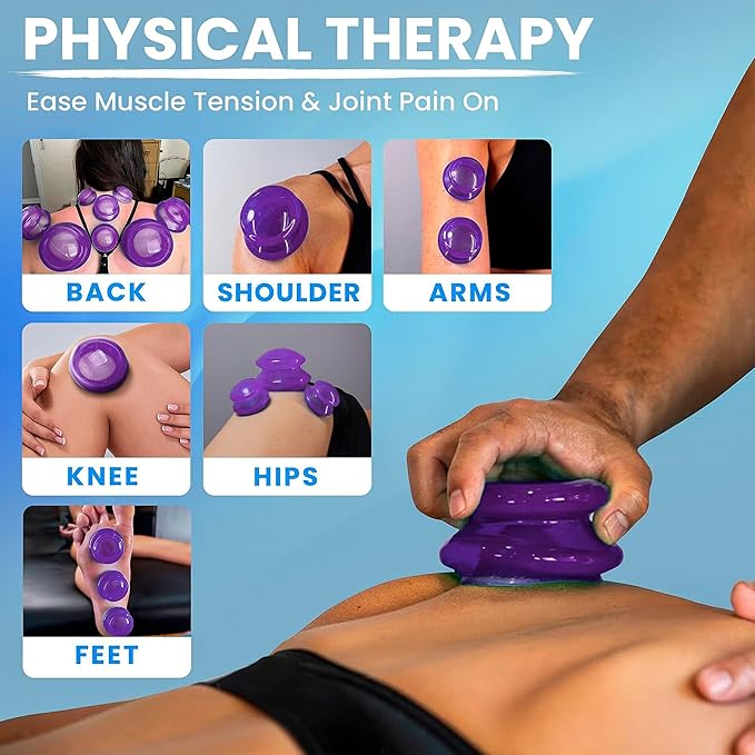 Silicone Cupping Therapy Set Professional Massage Cupping Cups for Cupping Therapy 4 Cup Kit for Massage, Myofascial Release, Cellulite Reduction (Lure Purple)