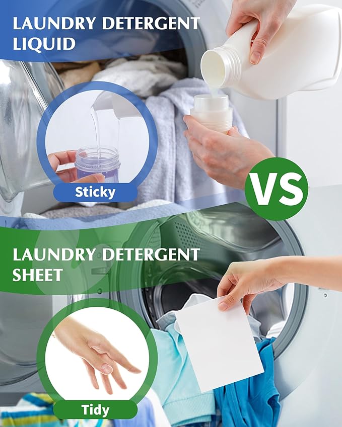 Laundry Detergent Sheets - 240 Loads Unscented Gentle on Sensitive Skin, Laundry Sheets for Dorm,College,Home, Hotel,Apartment,Camping,Cruise,Road Trip,Small space, Family School Travel Essentials