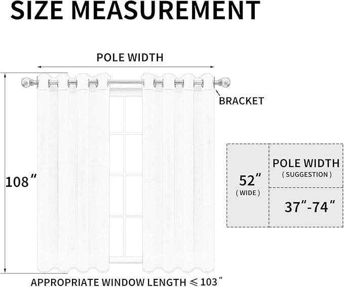 Easy-Going Blackout Curtains for Bedroom, Solid Thermal Insulated Grommet and Noise Reduction Window Drapes, Room Darkening Curtains for Living Room, 2 Panels (52x108 in,Ivory)