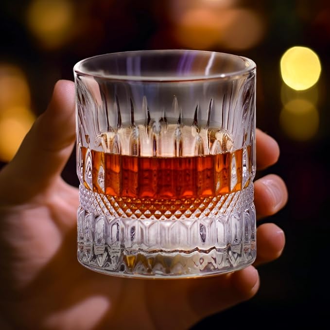 KAMMAK Whiskey Glass Set of 2, 7.05oz Old Fashioned wine Glass for Scotch, Cocktails, Rum, Vodka in Bar And Party Gifts for Men, Whisky Lovers, Wedding, Anniversary, Birthday