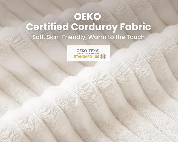 Oversized Modular Sofa, Extra Deep Cloud Corduroy Sectional Couch with Ottoman Chaise, Fluffy Chenille 8 Seater Couch Bed for Living Room, Villa (Sofa Bed 8 Seater, Corduroy White)