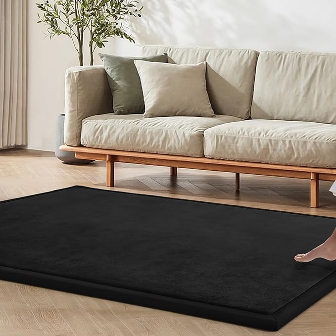 Baby Play Mat 1.2" Thick Memory Foam Nursery Rug Area Rug, 4β11β X 3β28β Yoga Mat Playmat Crawling Mat for Baby,Toddlers, Infants, Kids,Floor Mat Tatami Mat for Living Room(Black)