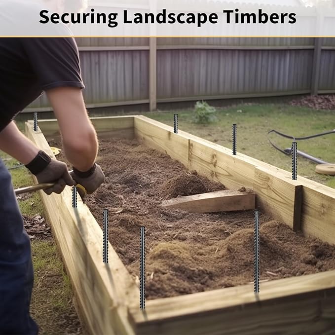 Rebar Stakes 48 inches 16-Pack Concrete Form Stakes Straight 3/8" Diameter Rebar Ground Metal Stakes for Landscaping, Securing Fence, Garden Plants Support, Survey Markers and Securing Trees