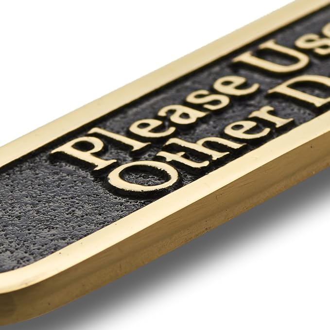 Please Use Other Door Brass Door Sign. Traditional Style Home Décor Wall Plaque Handmade By The Metal Foundry UK.