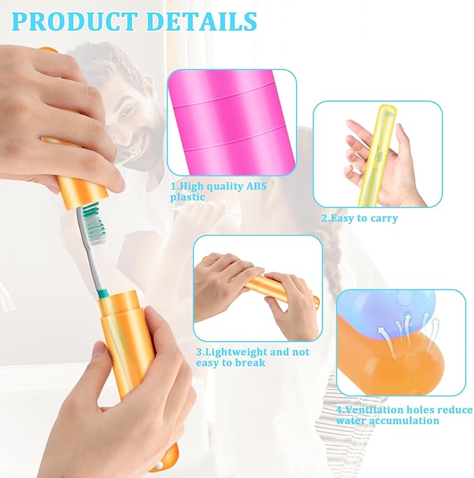 SIKEMAY 50 PCS Toothbrush Holder, Portable Plastic Dust Proof Breathable, Toothbrush Holder for Travel, Bathroom, Indoor, Outdoor, Trip, Camping, School