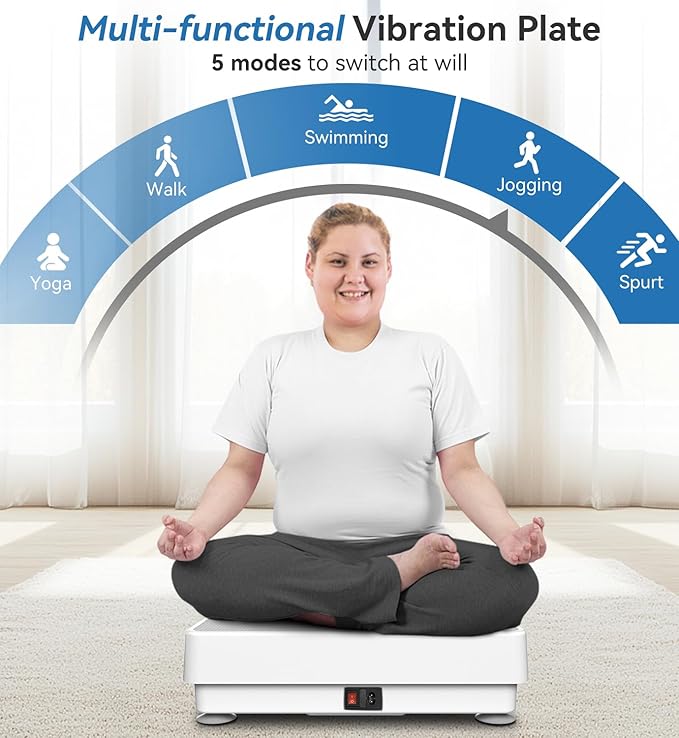 POWET Vibration Plate Exercise Machine for Weight Loss, Woukout & Lymphatic Drainage – Whole Body Vibrating with 99 Speed Levels & 5 Pre-Set Modes – Supports Up to 400lbs, Ideal for Home Use