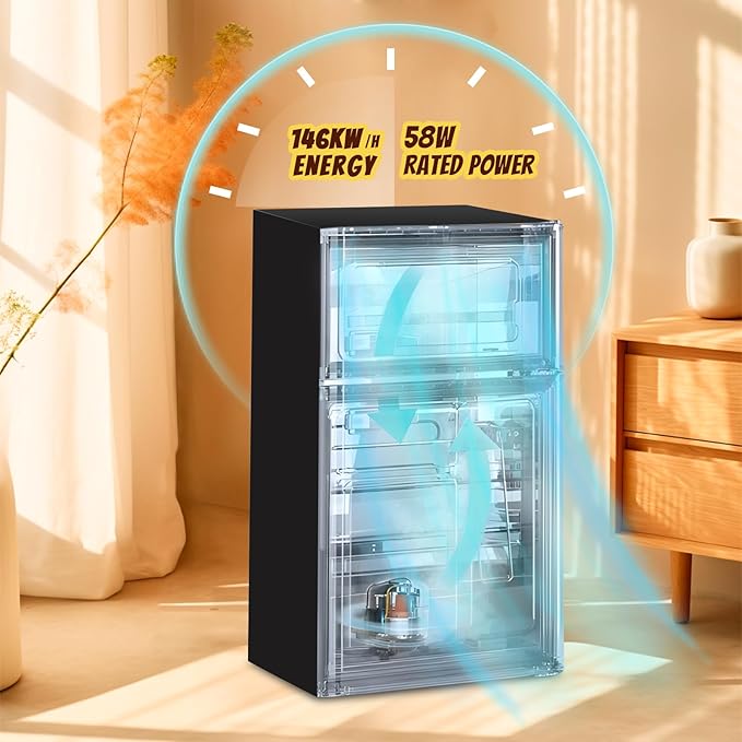 Mini Fridge with Freezer Small Refrigerator Double Door Dorm Fridge for Single Removable Shelves for Bedroom, Office, Dorm Black