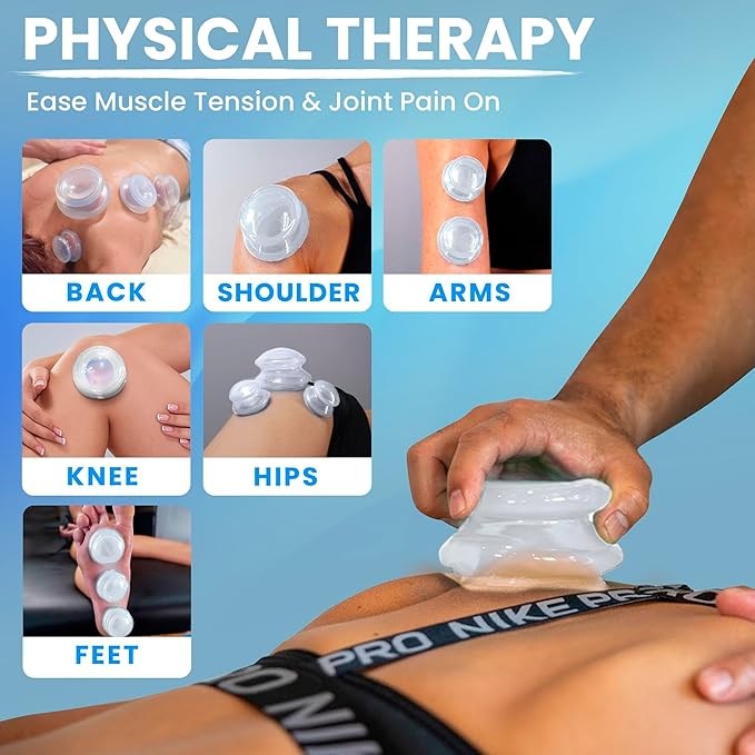 Silicone Cupping Therapy Set Professional Massage Cupping Cups for Cupping Therapy 4 Cup Kit for Massage, Myofascial Release, Cellulite Reduction (Lure Clear)