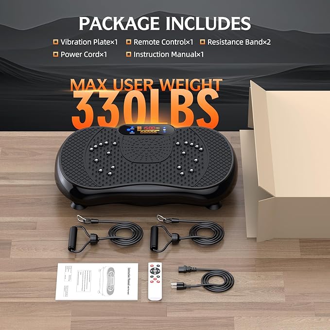 Vibration Plate Exercise Machine, Lymphatic Drainage Machine for Weight Loss, Full Body Workout Vibrate Fitness Platform, Helps Toning Shaping Wellness Home Gyms Workout - Max User Weight 330lbs