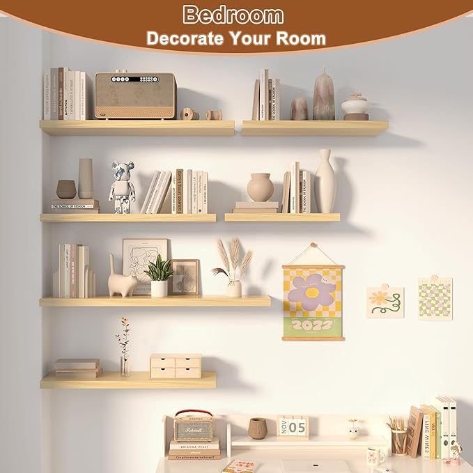 40 Inch Floating Shelf 1 Pack Large Floating Shelves for Wall No Drilling Accessories Included Deep Wall Shelves for Living Room Kitchen Farmhouse 40" W x 12" D x 1.2" Oak