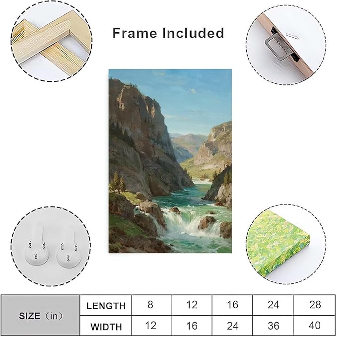 Natural mountain stream scenery poster suitable for bedroom beautiful blue sky flowing river scenery suitable for living room dormitory office