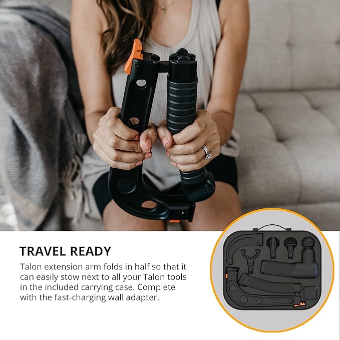 Talon Percussion Massage Gun + Massage Cane + Gun Holder System - Deep Tissue Muscle Massager with Arm Attachment for Whole Body Pain Relief, Upper and Lower Back, Neck & Shoulder Relaxer