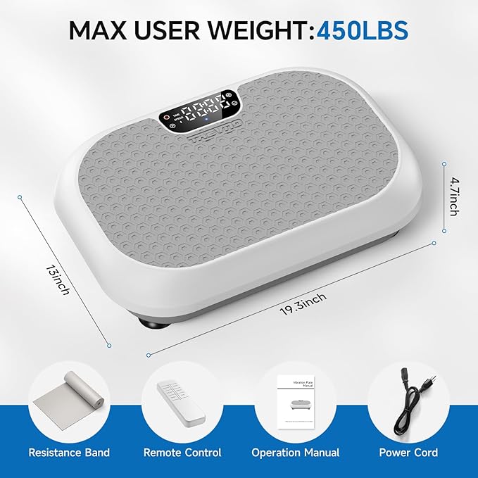 Vibration Plate Exercise Machine Weight Loss, Full Body Shaker Workout Vibration Plates Lymphatic Drainage, Stand Shake Vibrating Plate for Women Men 450 Lbs Capacity Fitness Platform