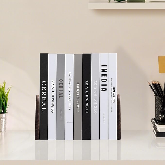 Book Ends, Sturdy Wooden Bookends for Shelves - Heavy Duty Non-Slip Book Organizers, Decorative Bookend Holders for Home Office, Library, Black Walnut Universal Economy Bookend, Small, 1 Pair