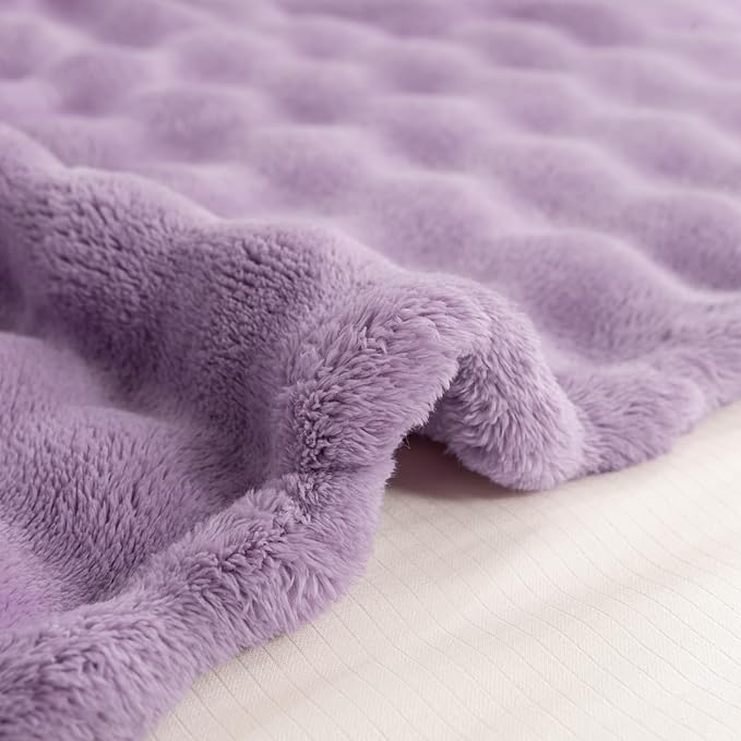 YUSOKI Luxury 3D Bubble Throw Blanket 3.1lb,All Ages,Home Decoration, (Lilac Purple,60 * 80inches)