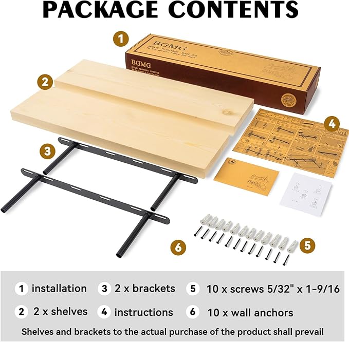 BGMG Wood Floating Shelves for Wall 18 inch, Rustic Wooden Wall Mount Shelves for Bathroom Living Room Bedroom Kitchen Farmhouse Set of 2-18x 6.7 x1.25 inch- DIY-Unfinished