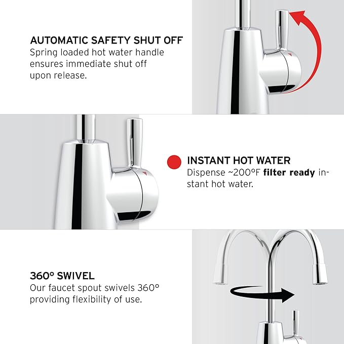 InSinkErator Stainless Steel Tank, H250C-SS HOT250 System, Single-Handle Faucet in Chrome with2/3-Gallon Instant Hot Water Dispenser