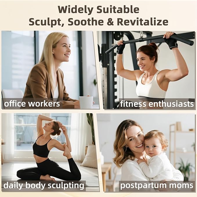 Lymphatic Drainage Massager Anti Cellulite Massage Tool Body Sculpting Machine with Soothingpulse, Light, Heat & Vibration, Help Care Stretch Marks & Smooth Cellulite for Legs, Arms & Belly